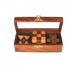 Coffret en bois 3 casse-têtes