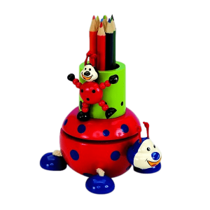 BOITE A MUSIQUE COCCINELLE  CRAYON BOIS