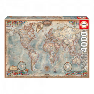 PUZZLE 4000 PCES CARTE DU MONDE POLI