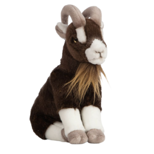 PELUCHE CHEVRE BRUNE ASSISE