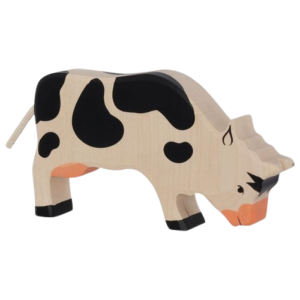 ANIMAUX BOIS VACHE BROUTANT NOIRE