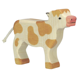 ANIMAUX BOIS VEAU DEBOUT MARRON