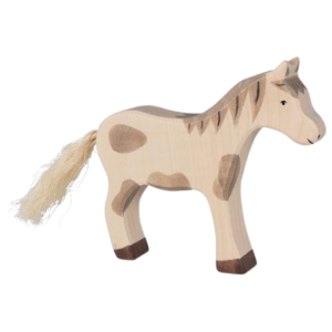 ANIMAUX BOIS CHEVAL DEBOUT TACHETE