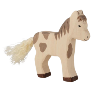 ANIMAUX BOIS POULAIN DEBOUT TACHETE