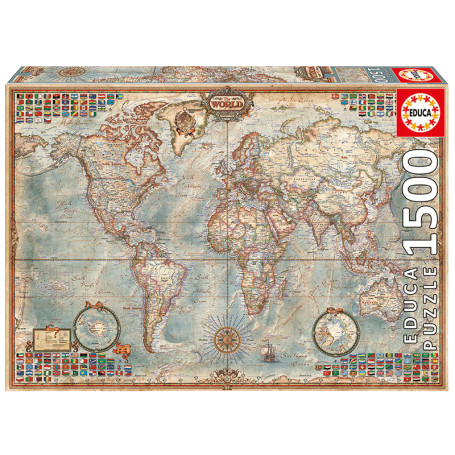 PUZZLE 1500 PCES LE MONDE CARTE POLIT