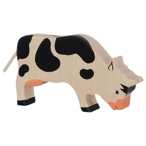 ANIMAUX BOIS VACHE BROUTANT NOIRE