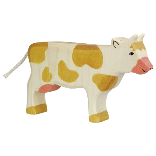 ANIMAUX BOIS VACHE DEBOUT MARRON