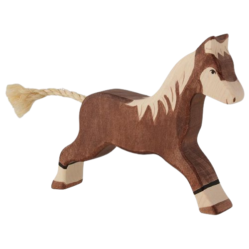 ANIMAUX BOIS CHEVAL MARCHANT MARRON