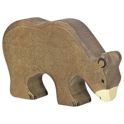 ANIMAUX BOIS OURS BRUN MANGEANT