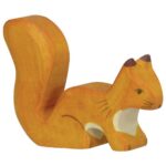 Animal en bois Ecureuil debout Orange
