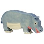 Animal en bois Hippopotame mangeant