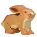 Animal en bois Lapin avec oreilles couchées