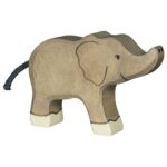 Animal en bois Petit Eléphant trompe haute