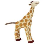 Animal en bois Petite Girafe mangeant