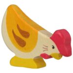 Animal en bois Poule picorant