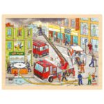 Puzzle en bois 96 pièces Intervention des Pompiers