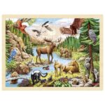 Puzzle en bois 96 pièces Les Animaux d'Amérique du Nord