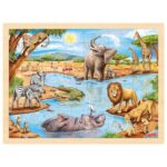 Puzzle en bois 96 pièces Les Animaux de la Savane